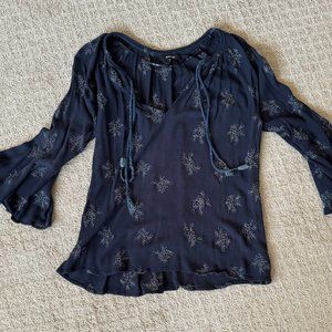 Miss Me Women’s S Long Sleeve Navy Boho Shirt